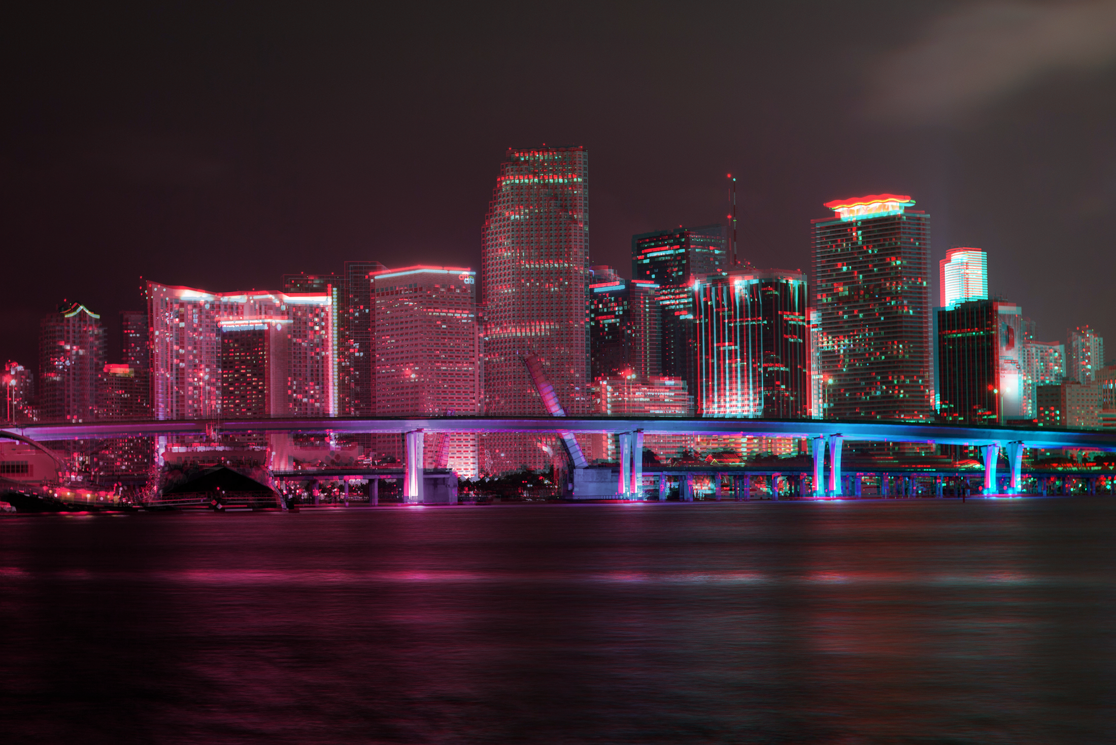 Miami Night Time Skyline