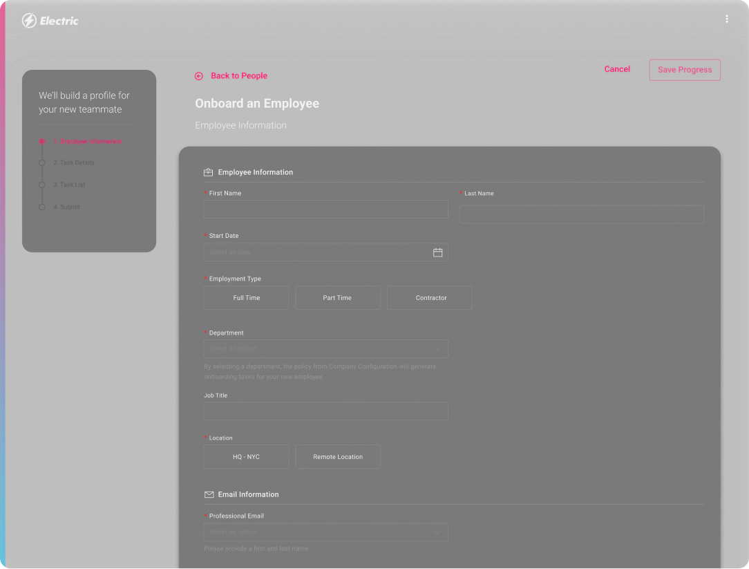 Onboarding Form in Platform